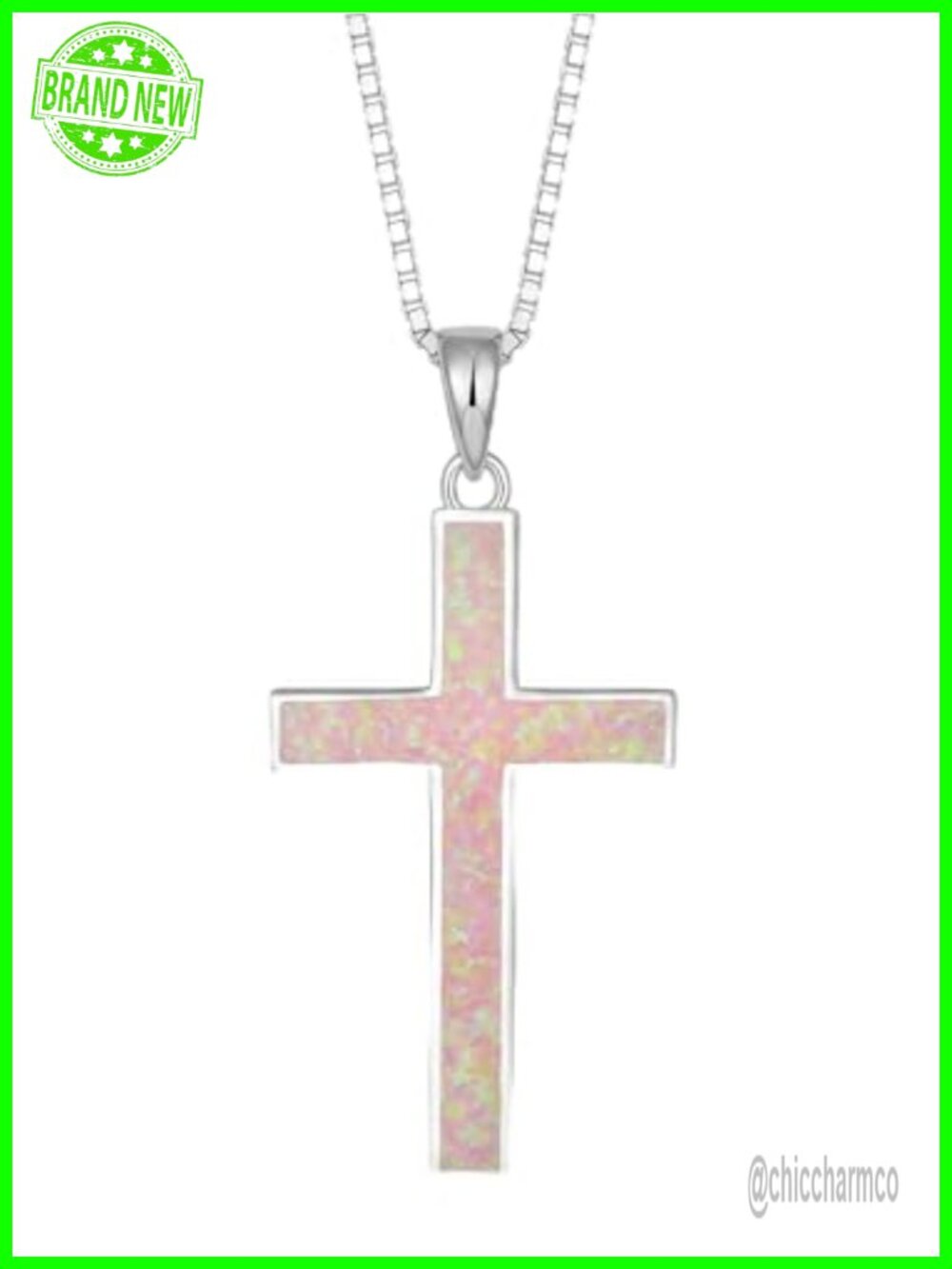 925 Sterling Silver Opal Cross Pendant Necklace for Women Pear Cut